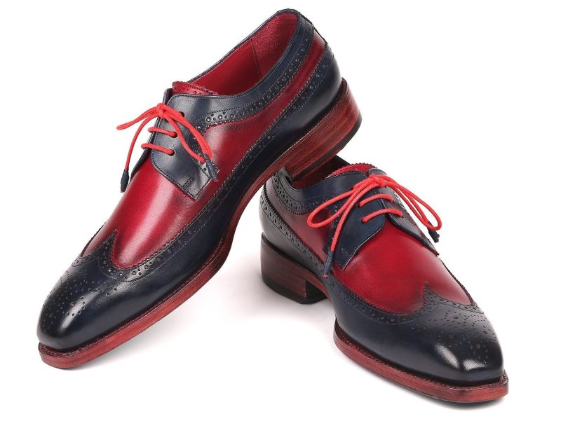 paul parkman paul parkman goodyear welted wingtip derby shoes navy bordeaux id 511n85 36482775548162