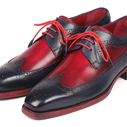 paul parkman paul parkman goodyear welted wingtip derby shoes navy bordeaux id 511n85 36482775580930