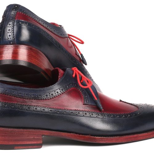 paul parkman paul parkman goodyear welted wingtip derby shoes navy bordeaux id 511n85 36482775613698