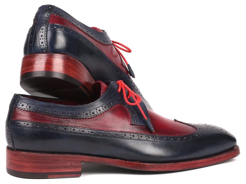 paul parkman paul parkman goodyear welted wingtip derby shoes navy bordeaux id 511n85 36482775613698