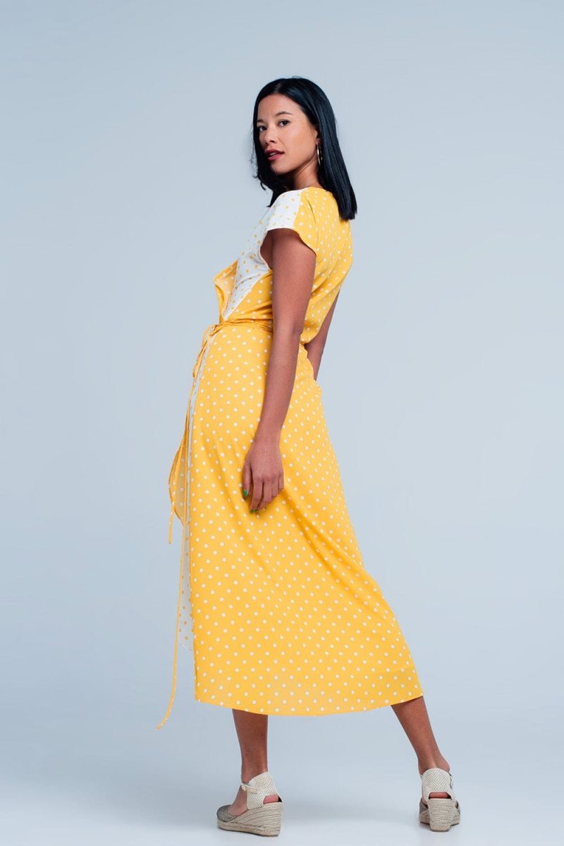 q2 dresses yellow dress with polka dots 39086849753346