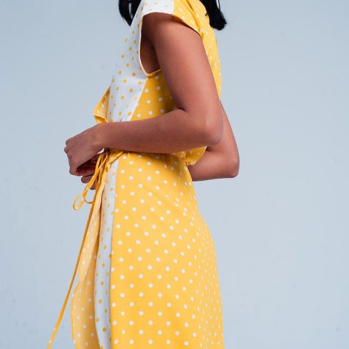 q2 dresses yellow dress with polka dots 39086849786114