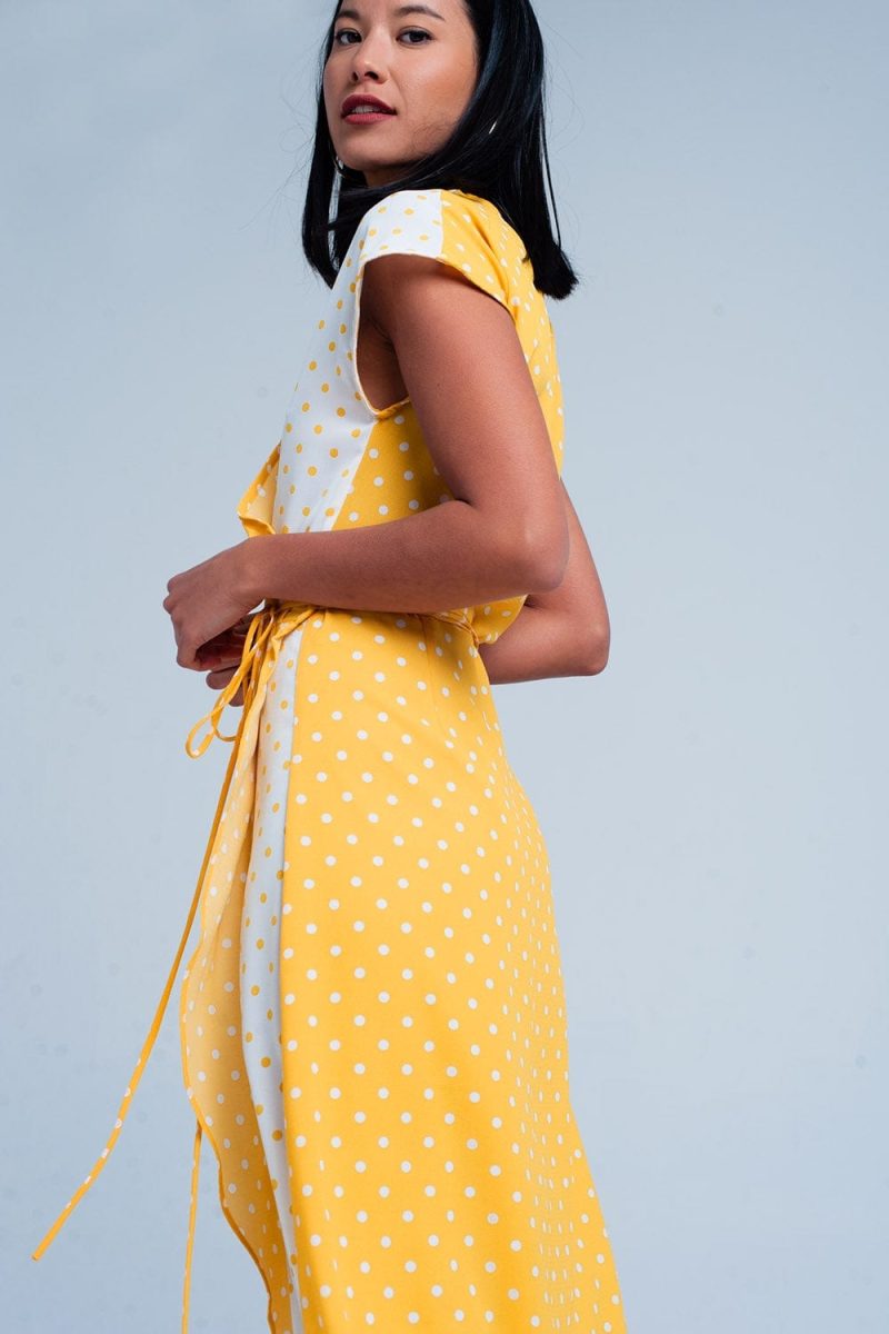 q2 dresses yellow dress with polka dots 39086849786114