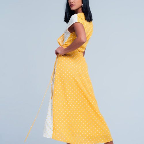 q2 dresses yellow dress with polka dots 39086849818882