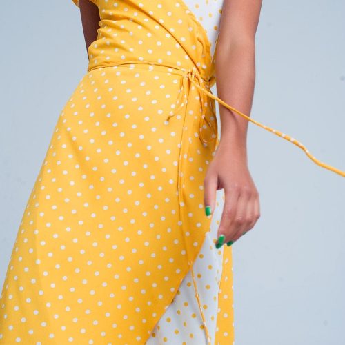 q2 dresses yellow dress with polka dots 39086849884418