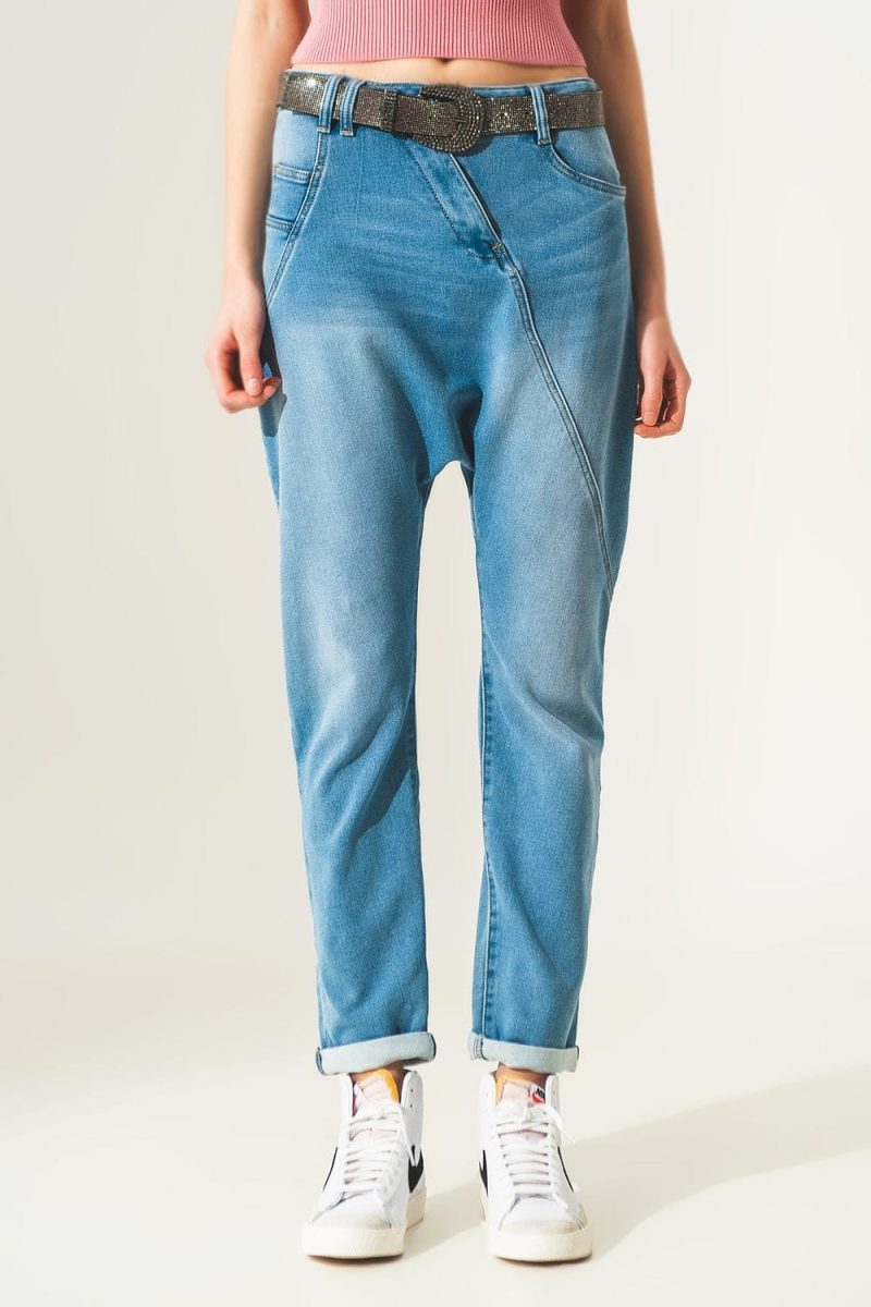 q2 jeans 90s baggy jeans in blue vintage wash 39087926313218