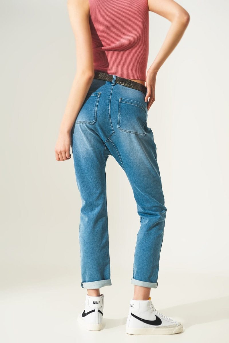 q2 jeans 90s baggy jeans in blue vintage wash 39087926345986