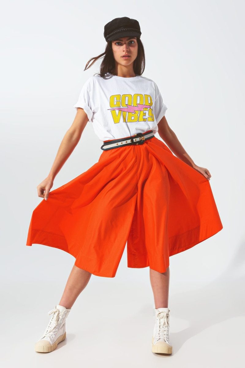 q2 pants a line skirt with elastic waist band in orange 39087995584770