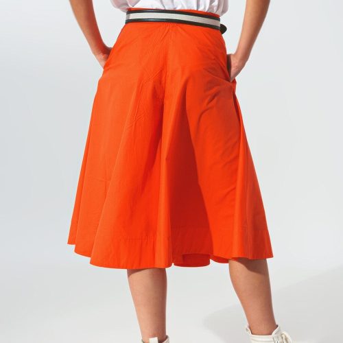 q2 pants a line skirt with elastic waist band in orange 39087995650306