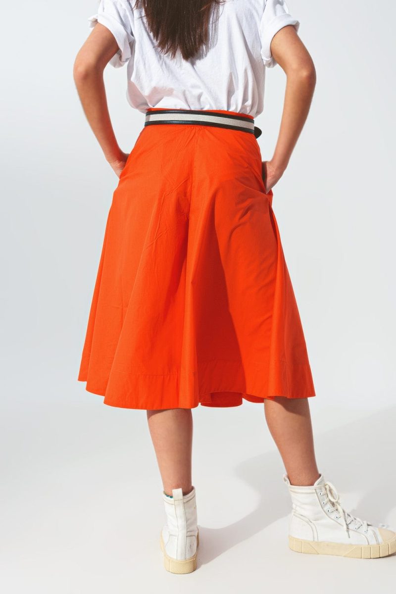 q2 pants a line skirt with elastic waist band in orange 39087995650306