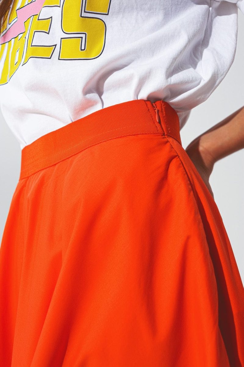 q2 pants a line skirt with elastic waist band in orange 39087995715842