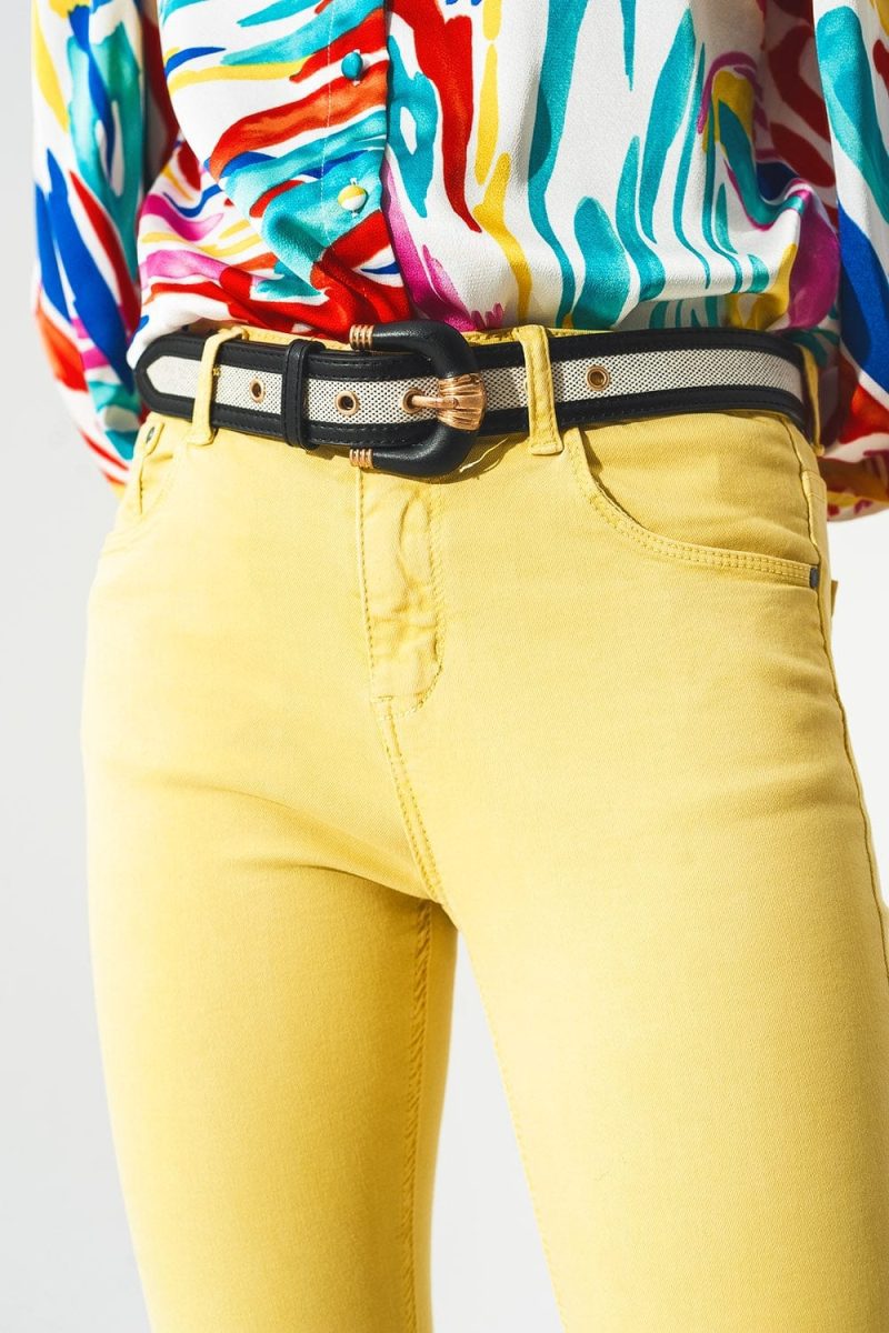 q2 pants yellow ankle jeans with soft wrinkles 39086788772098