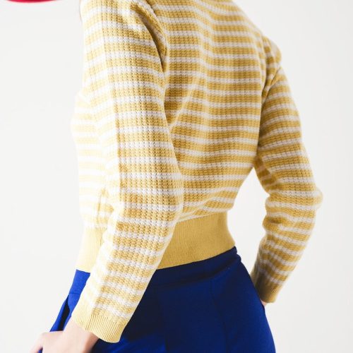 q2 sweaters yellow striped sweater 39087847112962