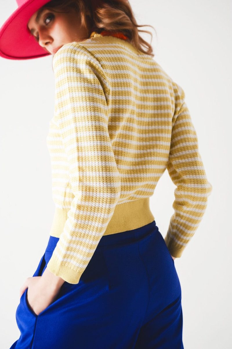 q2 sweaters yellow striped sweater 39087847112962