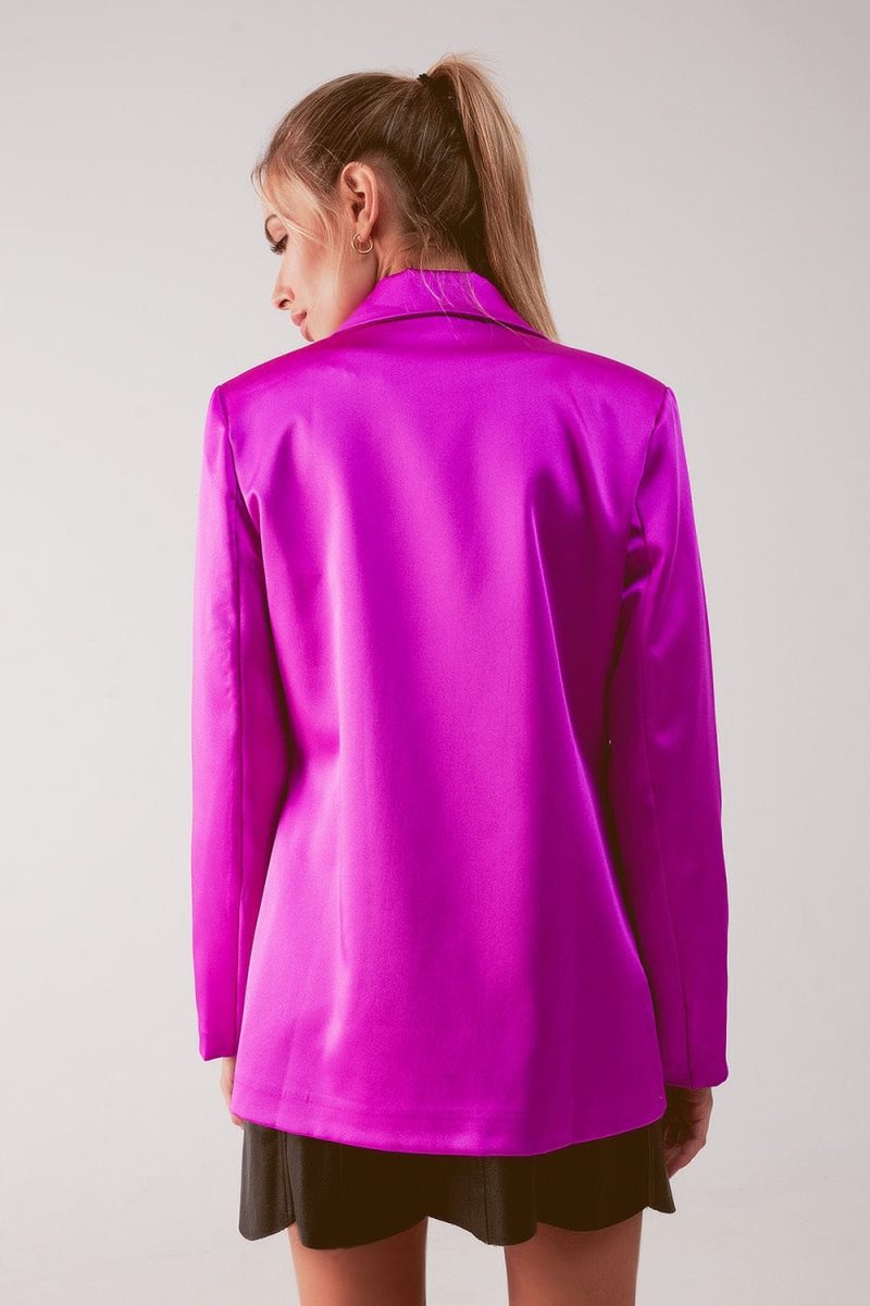 q2 women s blazer satin double breasted suit blazer in fuchsia satin double breasted suit blazer in fuchsia 39087713911042