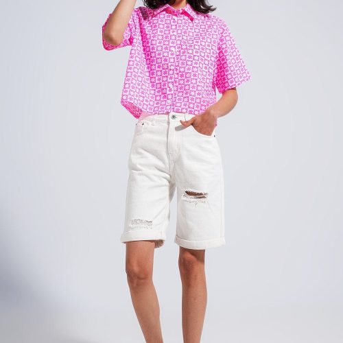 q2 women s blouse 90s cropped button through pink shirt 90s cropped button through pink shirt 39087420440834