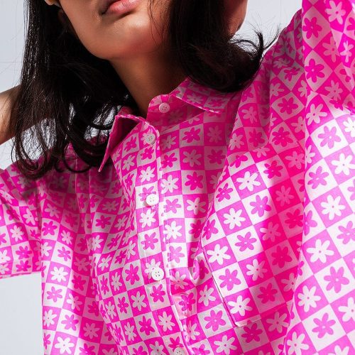 q2 women s blouse 90s cropped button through pink shirt 90s cropped button through pink shirt 39087420473602