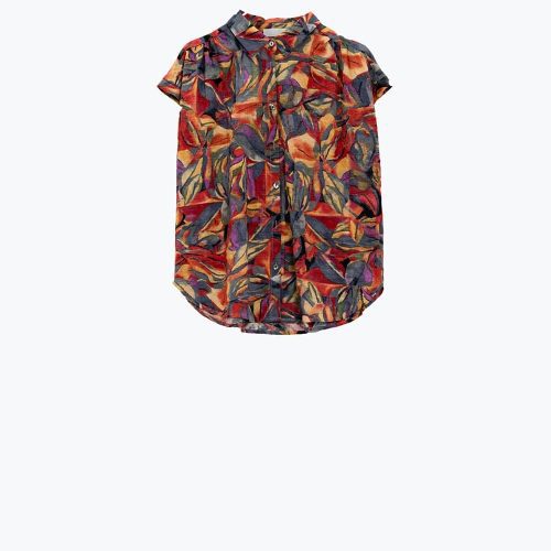 q2 women s blouse button up relaxed blouse with short sleeves in red multicolor flower print 40657676960002