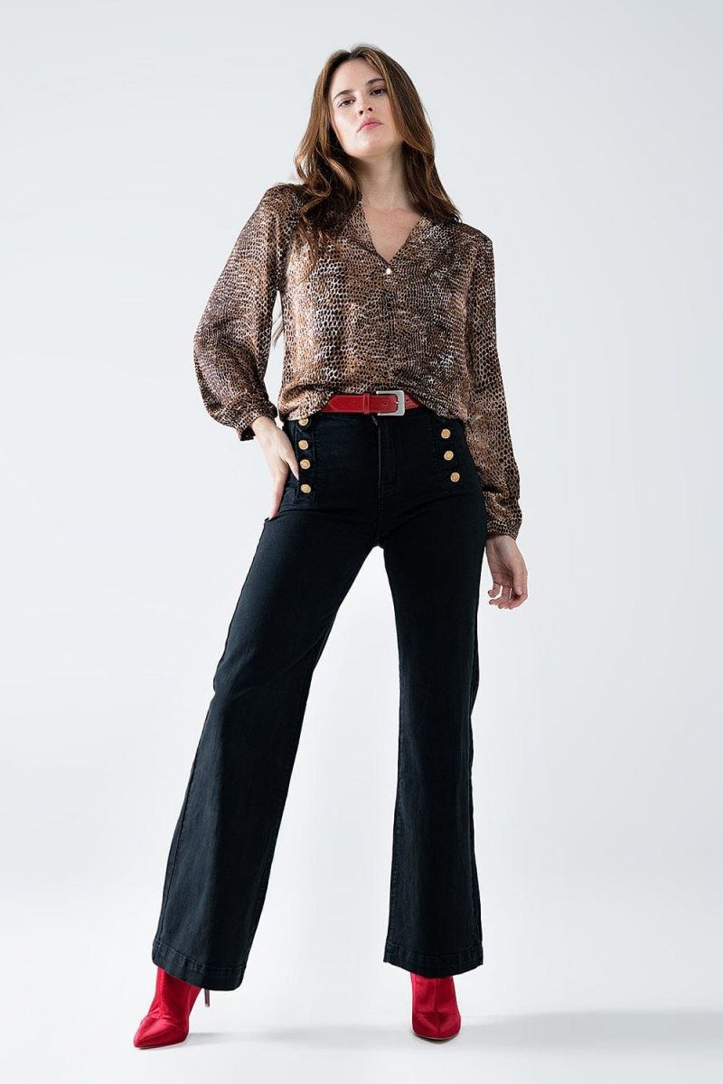 q2 women s blouse chiffon blouse in brown leopard print chiffon blouse in brown leopard print 42115321299202