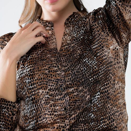 q2 women s blouse chiffon blouse in brown leopard print chiffon blouse in brown leopard print 42115321331970