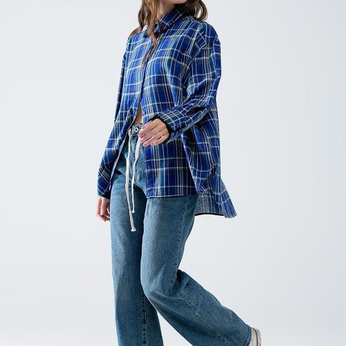 q2 women s blouse lumberjack oversized shirt in blue lumberjack oversized shirt in blue 42115294462210