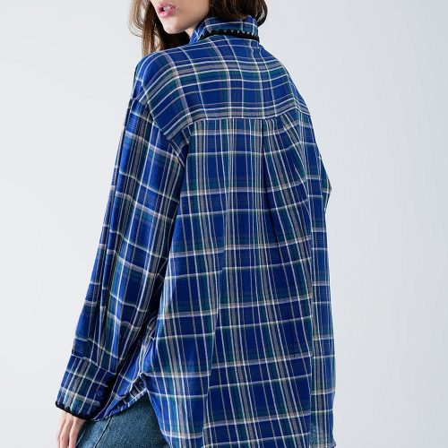 q2 women s blouse lumberjack oversized shirt in blue lumberjack oversized shirt in blue 42115294494978