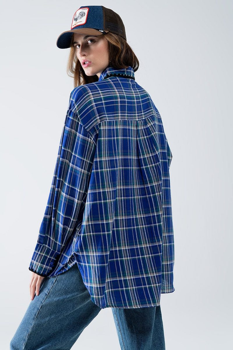 q2 women s blouse lumberjack oversized shirt in blue lumberjack oversized shirt in blue 42115294494978