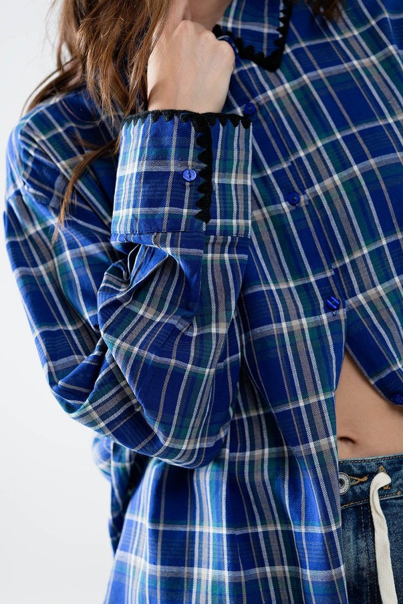 q2 women s blouse lumberjack oversized shirt in blue lumberjack oversized shirt in blue 42115294527746