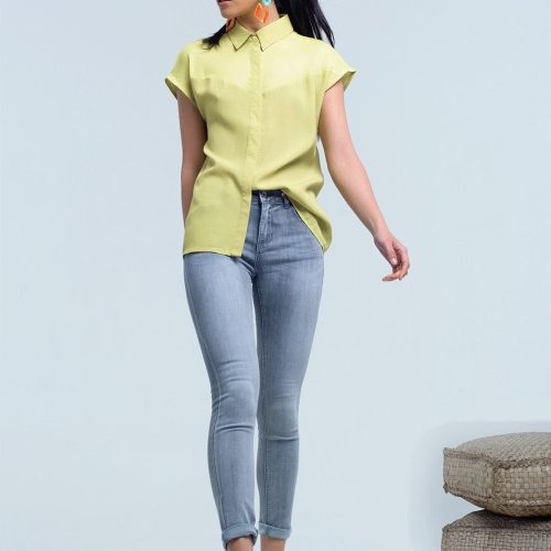 q2 women s blouse yellow shirt with mesh detail 39086783332610