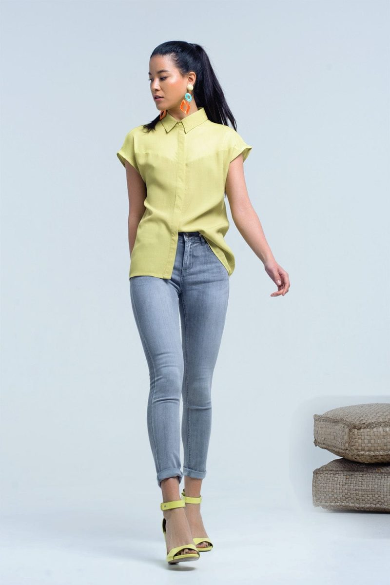 q2 women s blouse yellow shirt with mesh detail 39086783332610