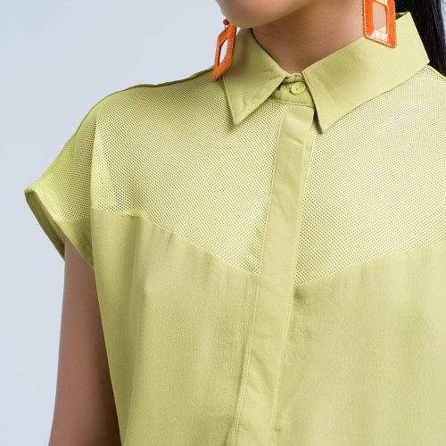 q2 women s blouse yellow shirt with mesh detail 39086783398146