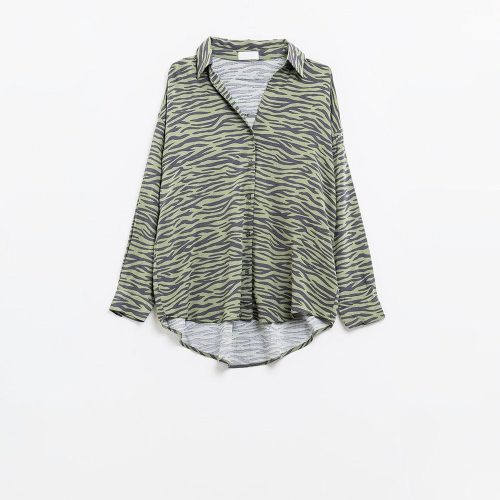 q2 women s blouse zebra printed shirt in green zebra printed shirt in green 42115303244034