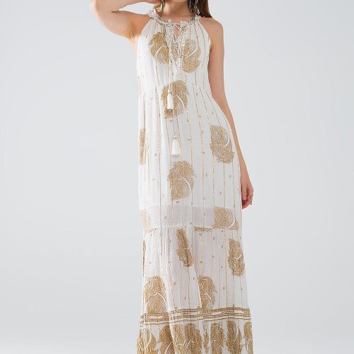 q2 women s dress boho maxi chiffon dress with gold flower print boho maxi chiffon dress with gold flower print 40999402340610