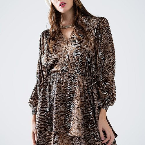 q2 women s dress chiffon dress in brown leopard print chiffon dress in brown leopard print 42115318776066