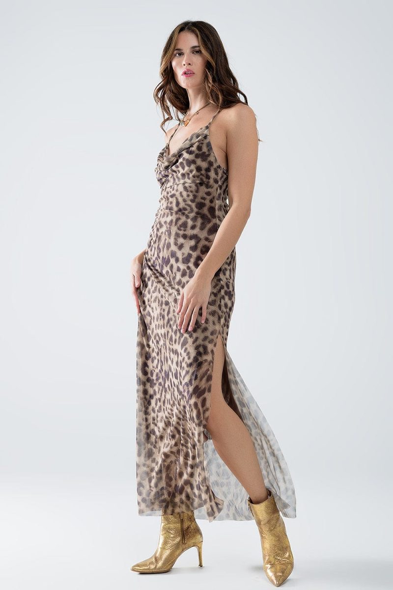 q2 women s dress leopard strap dress in mesh fabric leopard strap dress in mesh fabric 42115314680066 1