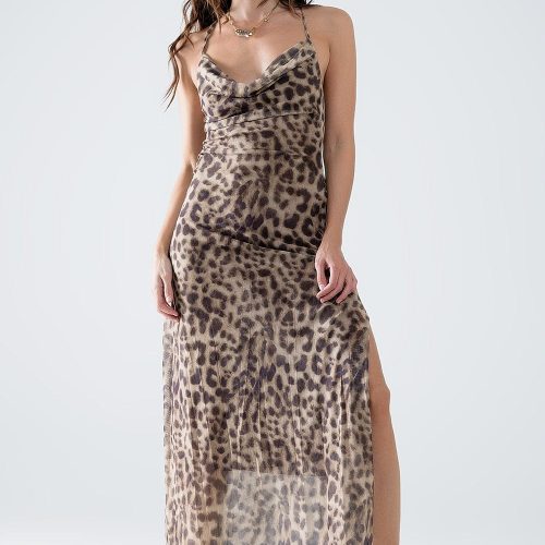 q2 women s dress leopard strap dress in mesh fabric leopard strap dress in mesh fabric 42115314745602