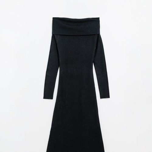 q2 women s dress one size black maxi knitted wide bardot dress in black maxi knitted wide bardot dress in black 7577101 63062 2614100121015 41881173000450