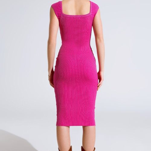 q2 women s dress one size fuchsia pink midi thick rib bodycon dress with cap sleeves 7522907 60985 2523300721010 40541502701826