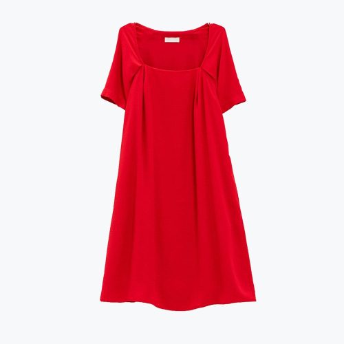 q2 women s dress relaxed short dress with square neckline and short sleeves in red relaxed short dress with square neckline and short sleeves in red 40764561719554