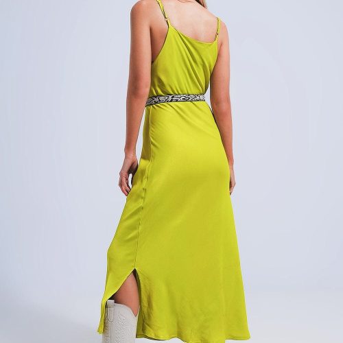 q2 women s dress satin cami strap midi slip dress in green satin cami strap midi slip dress in green 39087460614402