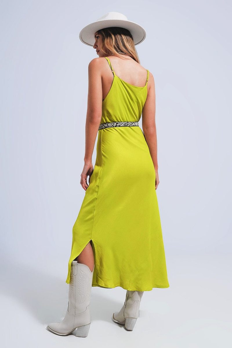 q2 women s dress satin cami strap midi slip dress in green satin cami strap midi slip dress in green 39087460614402