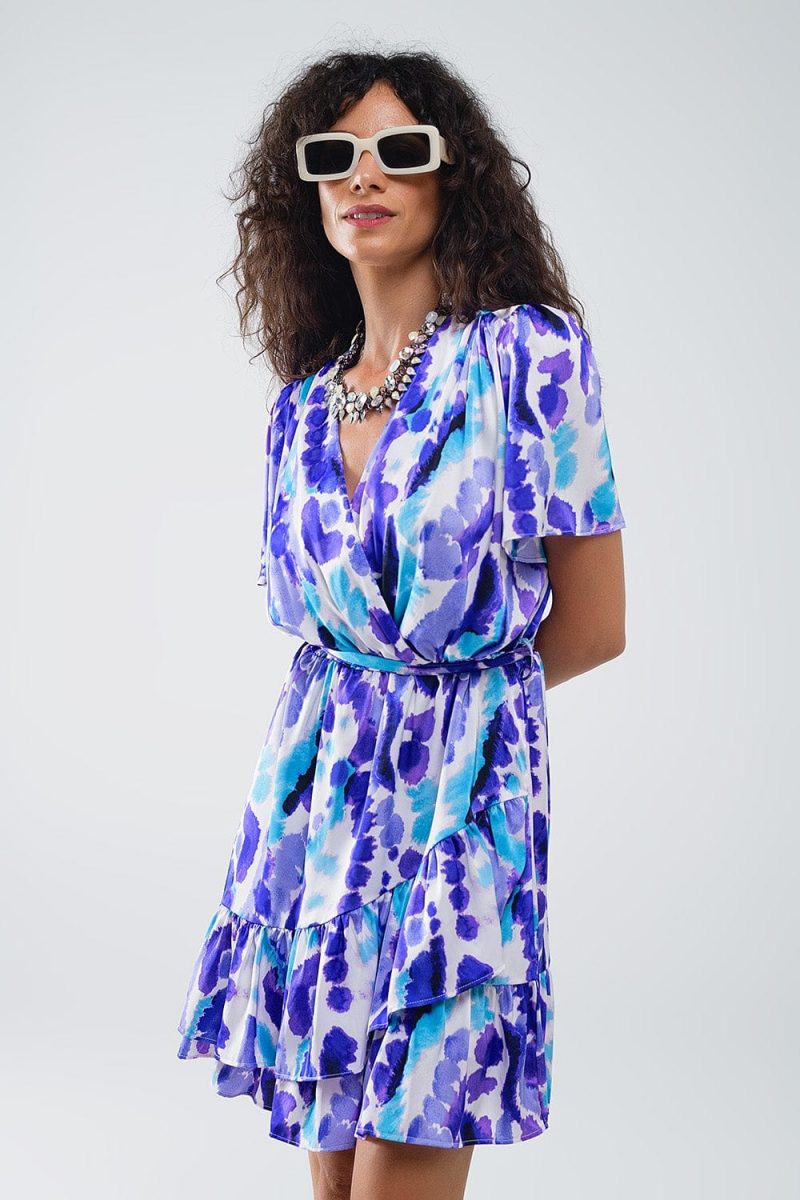 q2 women s dress wrap short dress in blue and purple tie dye wrap short dress in blue and purple tie dye 41100316803330