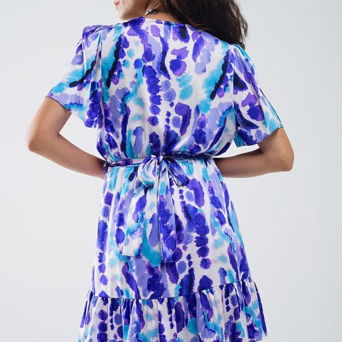 q2 women s dress wrap short dress in blue and purple tie dye wrap short dress in blue and purple tie dye 41100316836098