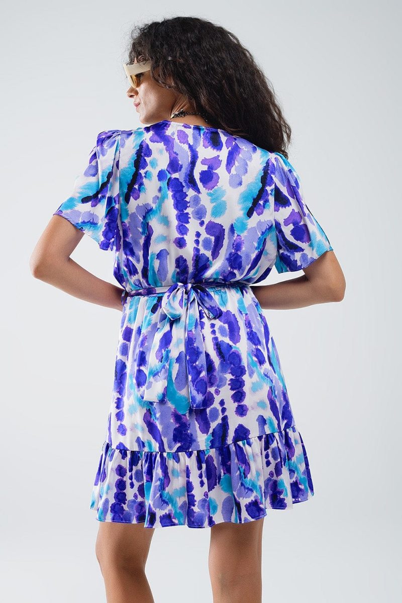 q2 women s dress wrap short dress in blue and purple tie dye wrap short dress in blue and purple tie dye 41100316836098