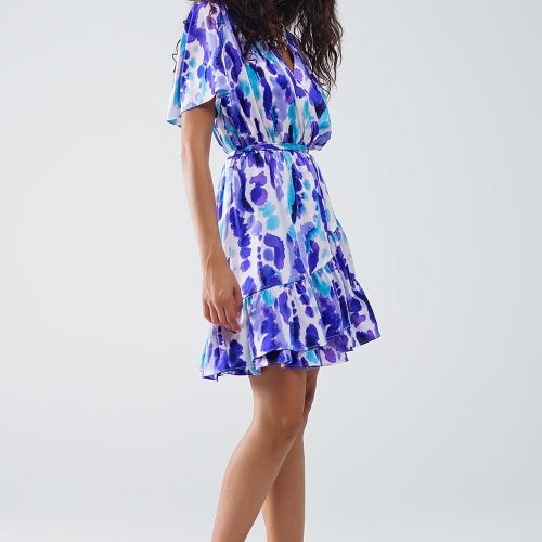 q2 women s dress wrap short dress in blue and purple tie dye wrap short dress in blue and purple tie dye 41100316868866