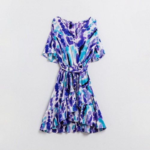 q2 women s dress wrap short dress in blue and purple tie dye wrap short dress in blue and purple tie dye 41100316934402