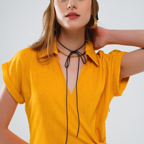 q2 women s dress yellow playsuit with tie closing at the side yellow playsuit with tie closing at the side 40999382778114