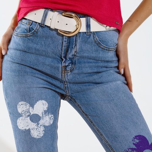 q2 women s jean 5 pocket jeans skinny with flower detail 5 pocket jeans skinny with flower detail 40095424971010