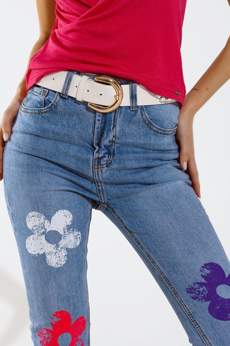 q2 women s jean 5 pocket jeans skinny with flower detail 5 pocket jeans skinny with flower detail 40095424971010