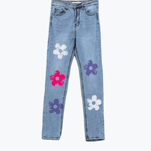 q2 women s jean 5 pocket jeans skinny with flower detail 5 pocket jeans skinny with flower detail 40095425036546